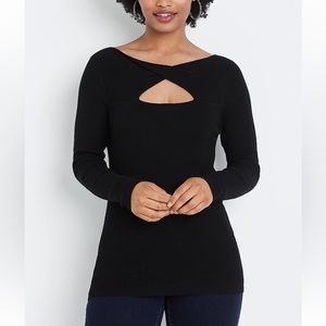 Maurice’s Solid Twist Front Ribbed Sweater - black - size XL